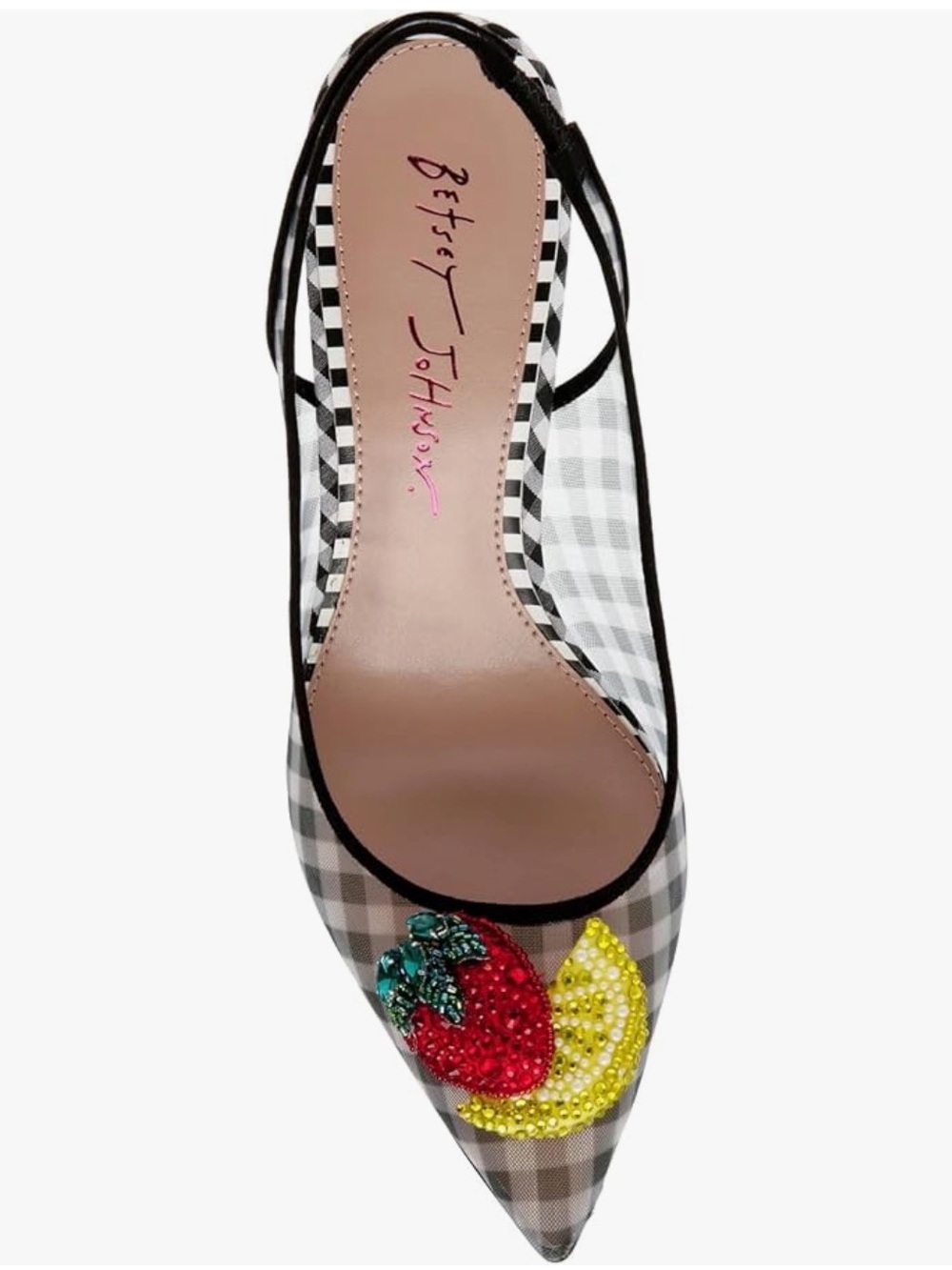 Betsey Johnson LANEY sling back pumps Size 10 Embellished Fruit Detail - Picture 3 of 10